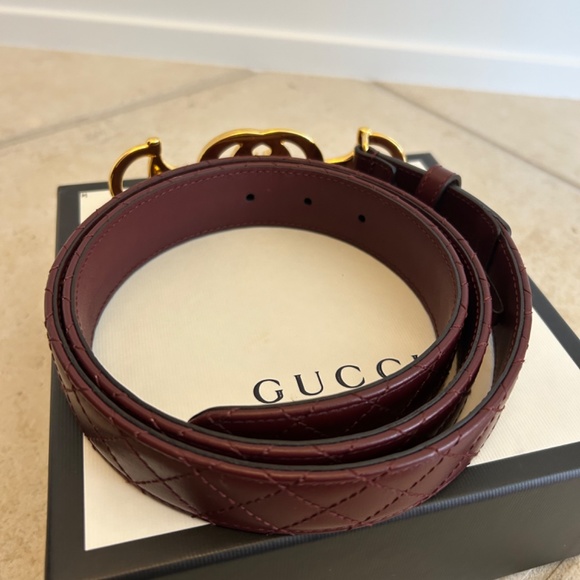 GUCCI Burgundy Smooth Leather Zumi Slim Belt main image 5